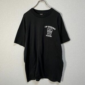 フルーツオブザルーム USA製半袖Tシャツ ポリスアカデミー 警察学校黒71 古着 入手困難 激レア 希少 アメリカ製ブラックワンポイントの画像1