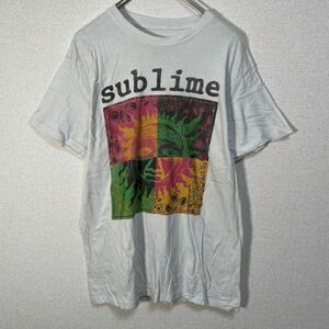 sublime　Tシャツ　デカロゴ　幾何学　太陽　アート　ビッグロゴ　白T71 古着　入手困難　激レア　希少　ビッグプリント　花柄