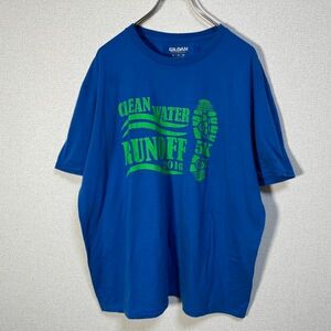 ギルダン 半袖Tシャツ　企業ロゴ　スニーカー　ブルー　トヨタ　デカロゴ42 古着　入手困難　激レア　希少 人気　ゆるだぼ　ビッグサイズ