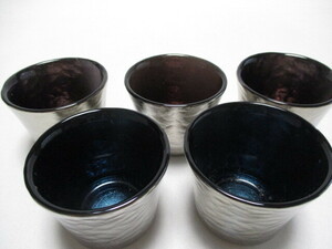  silver . cold sake glass 5 piece .../ sake cup and bottle glass 2 color outlet 