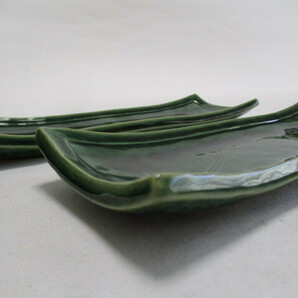 和陶器 織部 角皿 25ｃｍ 2個 盛り皿 中皿 寿司台 焼き物皿 ①の画像7