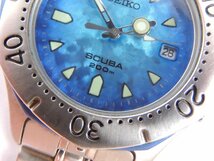 SEIKO セイコー SCUBA スキューバ200ｍ 7N35-607 クオーツ メンズ腕時計 青グラデーション文字盤 電池交換済_画像9