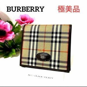 ◆極美品◆BURBERRY バーバリー　折り財布　ノバチェック　シャドーホース