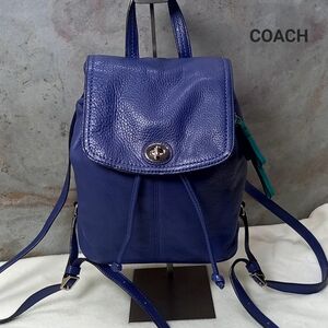 希少カラー！コーチ　COACH　リュック　レザー　ブルー　ネイビー