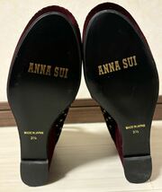 ● 未使用 ANNA SUI アナスイ ワインレッド ベロア 刺繍 厚底 パンプスヒール 3.5 22.5cm 23.0cm ダークレッド 赤色 レディース パンプス_画像7