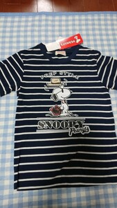 !137* unused * storage goods *PEANUTS* Snoopy short sleeves T-shirt navy blue BD140