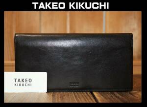 送料無料 特価即決【未使用】 TAKEO KIKUCHI ★ 牛革 長財布 ★ タケオキクチ アルド 薄マチ 税込定価1万6500円 177625 黒