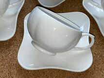 ◆コーヒーカップカップ & ソーサー◆ ４客セット オフホワイト 白 陶器 未使用_画像8