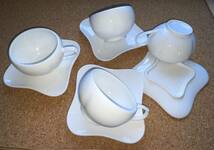 ◆コーヒーカップカップ & ソーサー◆ ４客セット オフホワイト 白 陶器 未使用_画像10
