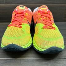 FK240305 D-59 NIKE ナイキ FLYKNIT LUNAR3 フライニットルナ メッシュシューズ ランニングシューズ オレンジ イエロー メンズ 28cm_画像3