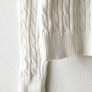 無印良品 オーガニックコットン ケーブル編み セーター オフ白 M / アイボリー 白 シンプル コットン ニット クルーネック 綿100% MUJIの画像4