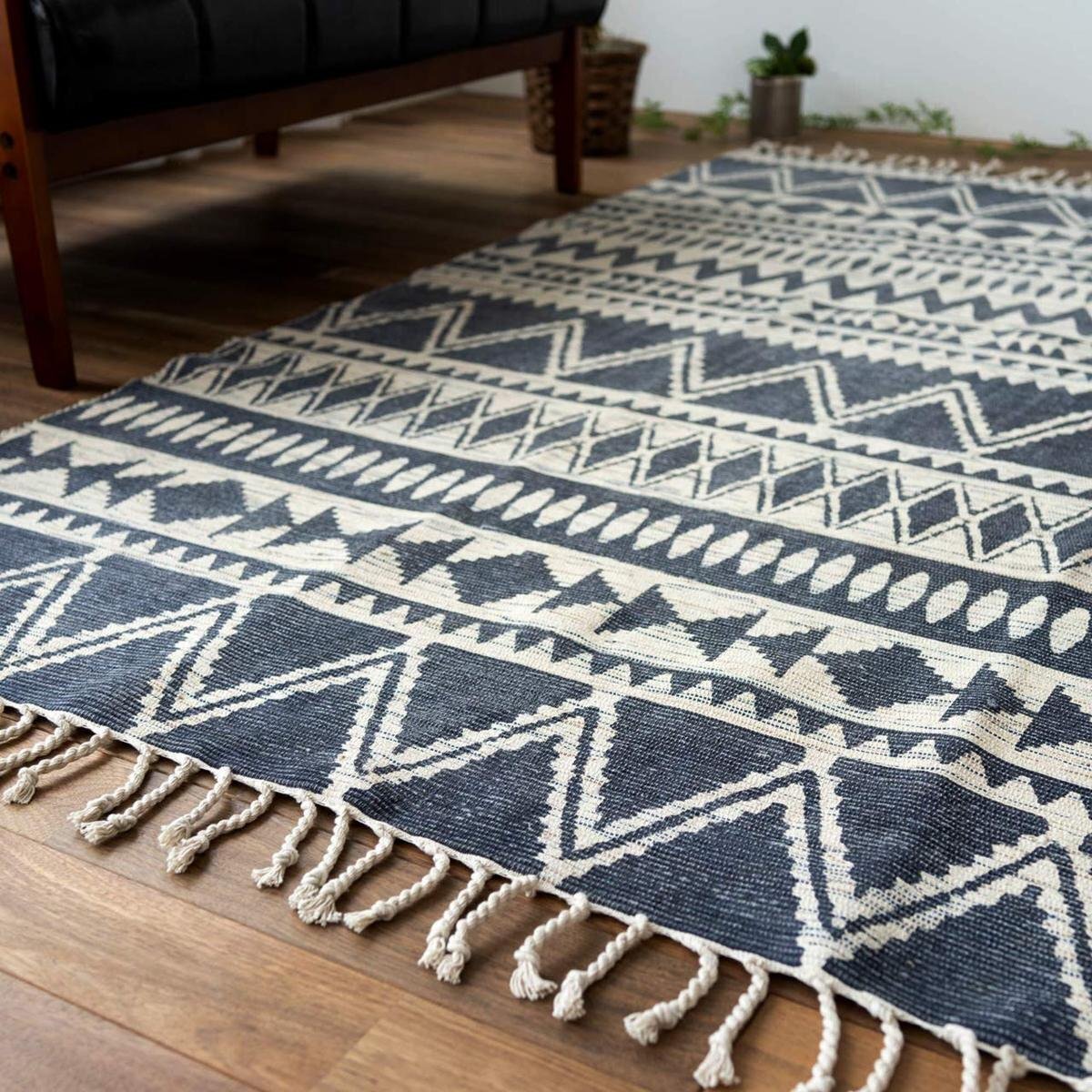 ■■ Sayan Alfombra Sayan Alfombra de algodón hecha a mano con diseño nativo Tapete Aprox. 100 x 150 cm 1 Tatami Marino, muebles, interior, alfombra, alfombra, estera, alfombra general