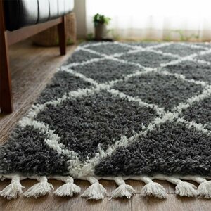 ■■サヤンサヤン ラグ マット ベニワレン風 モロッカン ウィルトン 絨毯 約 133×195cm 1.5畳 ダークグレー