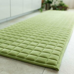 ■■サヤンサヤン キッチンマット ロング キルティング 北欧 ブロック もこもこ ふかふか ナチュラル 50×180cm リーフ