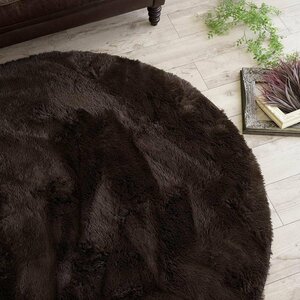 ## Saya n Saya n carpet shaggy rug mat Super Long plain Sara ..... stylish approximately 140cm round shape dark brown 