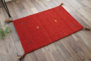 Art hand Auction ■■ Sayan Sayan Entrance Mat Rug Handmade Mat Wool Imported Gabbeh Gabbeh Approx. 60 x 90 cm Red, furniture, interior, carpet, rug, mat, Carpet general