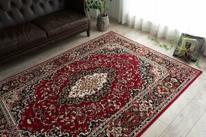 ■■サヤンサヤン カーペット ペルシャ 絨毯 ベルギー製 ウィルトン織り ラグマット 約 235ｘ235 cm 約4.5畳 レッド