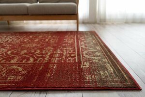 ■■サヤンサヤン ラグマット ペルシャ絨毯 アンティークデザイン 高級感 上品 アジアン ウィルトン 約100×150cm レッド