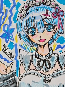 Art hand Auction Hand-drawn illustration Self-made illustration Doujin A4 Kent paper Re:ZERO -Starting Life in Another World- Rem, comics, anime goods, hand drawn illustration