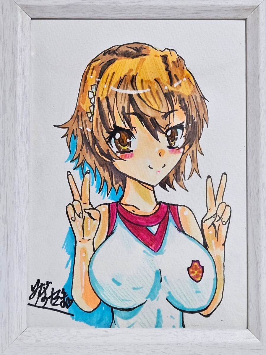 Hand-drawn illustration Self-made illustration Doujin L2 version with photo frame A Certain Scientific Railgun Misaka Mikoto, comics, anime goods, hand drawn illustration