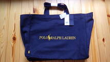 トートバッグ・ネイビー　BEAMS POLO RALPH LAUREN for BEAMS / 別注 Gold Logo Tote Bag　ビームス　ポロ　ラルフローレン_画像1