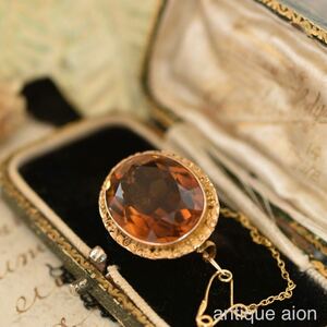  Britain antique 19 century latter term about Victoria morning era 9 gold natural citrine. brooch 