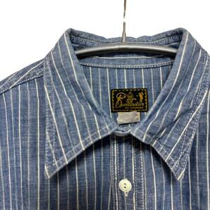 Cushman クッシュマン インディゴストライプシャツ サイズ不明 ワークシャツ 長袖シャツ チンストラップの画像2