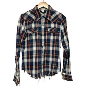 Pledge Pledge hem cut off Western check shirt size 48