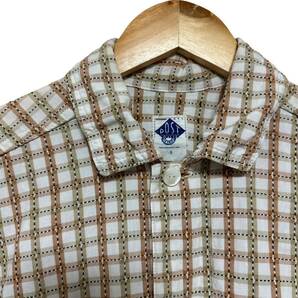 POST OVER ALLS ポストオーバーオールス チェックシャツ Sサイズ ブラウン系 USA製の画像2