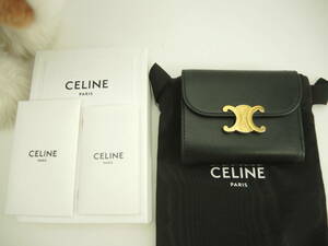 Celine Small Wallet Trionf Glional Cranket Black 3 -кратный кошелек Compact используется@ 2