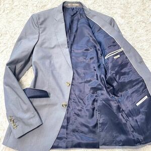 極美品 ZARA MAN 【希少Lサイズ 爽やかな装い】 ザラマン テーラードジャケット 2B 光沢感 艶感 水色 ブルー系 48 L相当