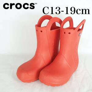 EB5173*crocs*クロックス*キッズレインブーツ*C13-19cm*朱色