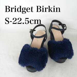 MK2999**美品*Bridget Birkin*ブリジットバーキン*ファーサンダル*S22.5cm*ネイビー*