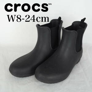 EB5255*crocs*クロックス*レディースレインブーツ*W8-24cm*黒