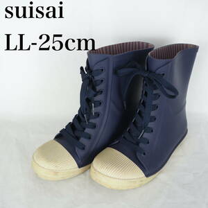 EB5260*suisai*スイサイ*レディースレインブーツ*LL-25cm*ネイビー