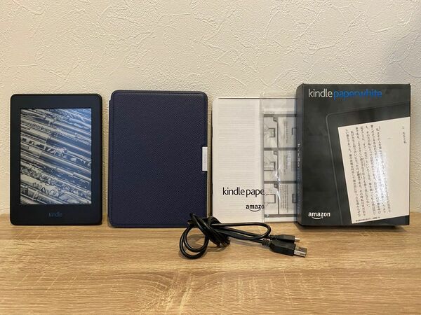 【美品】Kindle Paperwhite (第7世代) 純正レザーカバー＆液晶保護フィルムセット/Amazon DP75SDI