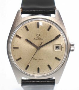 ◆ 1円 ～ 稼働品 OMEGA / オメガ ジュネーブ Ref136.041 Cal 613 手巻き時計 デイト 3針 ゴールド文字盤 ブラック系 ヴィンテージ 143121