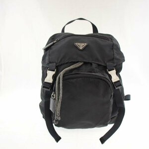 ◆ 1円 ～ PRADA / プラダ ナイロンテスート ミニリュック 三角ロゴ シルバー金具 ブラック ヴィンテージ 145355