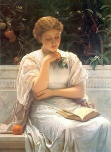 模写油絵　Perugini_読書する女　MA2506　ユーラシアアート