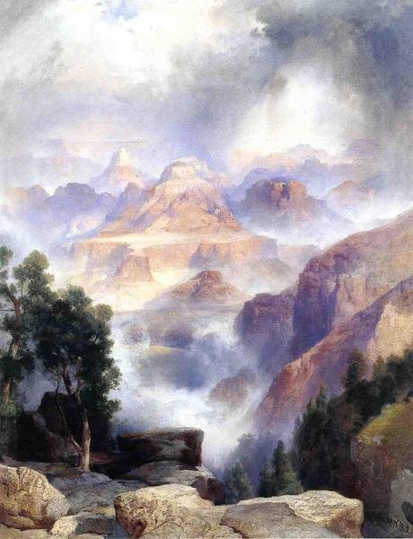 Ölgemälde Reproduktion Moran Thomas_Rainy Grand Canyon MA806 Eurasia Art, Malerei, Ölgemälde, Natur, Landschaftsmalerei