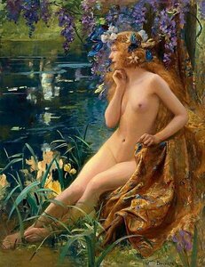 模写油絵　Gaston Bussiere_ Juventa　MA1327　ユーラシアアート