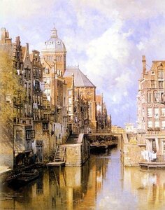 模写油絵　Karel_アムステルダムの風景　MA704　ユーラシアアート