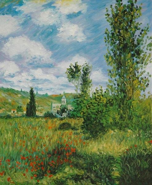 Oil painting reproduction of Monet's masterpiece View of Vetheuil MA437 Eurasia Art, Painting, Oil painting, Nature, Landscape painting