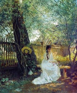Art hand Auction 油画复制品 Makovsky_穿白衣的女人 MA1593 欧亚艺术, 绘画, 油画, 肖像