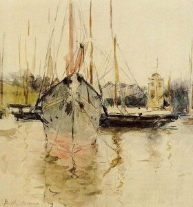 Art hand Auction Reproduktion Ölgemälde Morisot Berthe_Boat Arrival MA851 Eurasische Kunst, Malerei, Ölgemälde, Natur, Landschaftsmalerei
