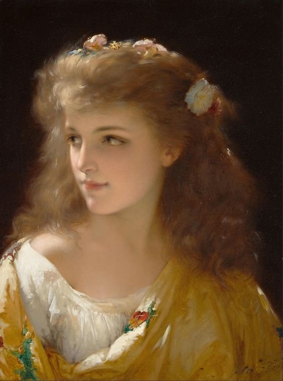 复制品油画 Pierre Olivier Joseph Coomans_Portrait of a Young Woman MA3181 欧亚艺术, 绘画, 油画, 肖像