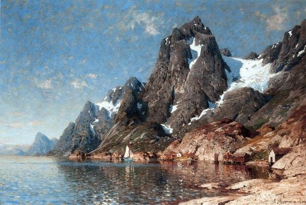 Reproducción de pintura al óleo Normann Adelsteen_Fjord Voyage MA861 Arte euroasiático, cuadro, pintura al óleo, Naturaleza, Pintura de paisaje