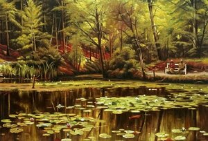 Art hand Auction 模写油絵 Mork_睡蓮の池 MA798 ユーラシアアート, 絵画, 油彩, 自然, 風景画