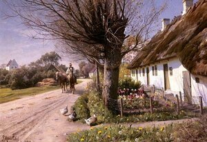 模写油絵　Monsted Peder_Hjornbaekの家　MA787　ユーラシアアート