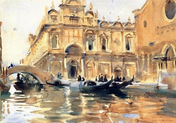 Reproducción de pintura al óleo de Sargent., Los canales de Venecia MA962 Eurasia Art, Cuadro, Pintura al óleo, Naturaleza, Pintura de paisaje